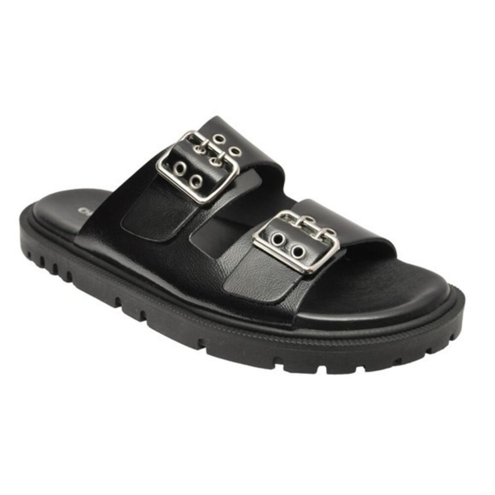 Christian Di Riccio Italy Patent Leather Buckled Slide In Sandal NWOT